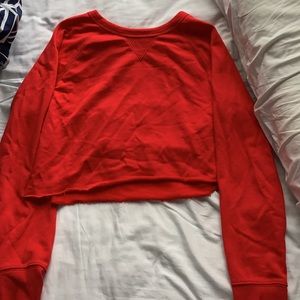Red cropped crewneck